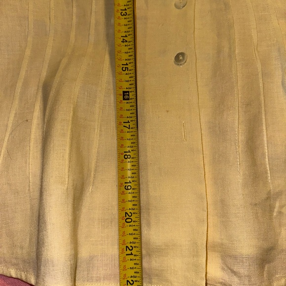 Linen yellow short sleeve blouse - Picture 7 of 7
